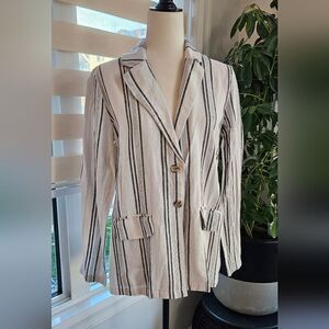 💝Linen striped blazer jacket